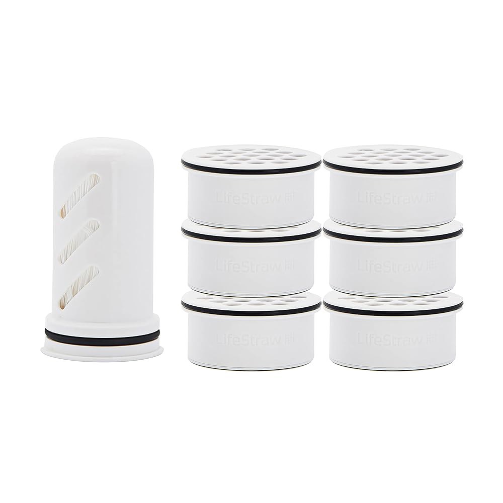 휴대용 정수 필터 박테리아, 기생충, 미세 플라스틱, PFAS 및 30개 이상의 오염 물질로부터 보호하기 위한 라이프스트로우 가정용 물병 교체 팩, 1년 공급 131,400원