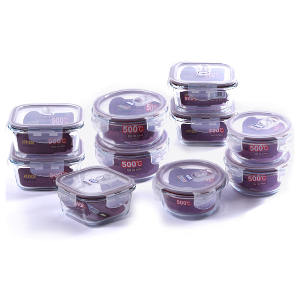 [SUNRISE MALL] 내열유리 반찬통/이잼쿡 오븐 글라스 스팀홀 밀폐용기 혼합 10조세트/전자레인지 오븐 사용가능/스팀배출구 뚜껑, 오븐글라스 반찬통 10조세트, 1박스 79,000원