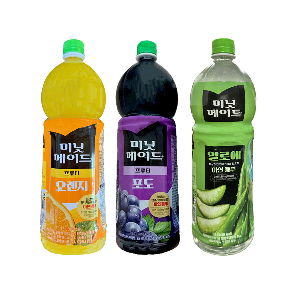 코카 미닛메이드 1.5L 오렌지+포도+알로에 총 3개 PET 과일주스 8,860원