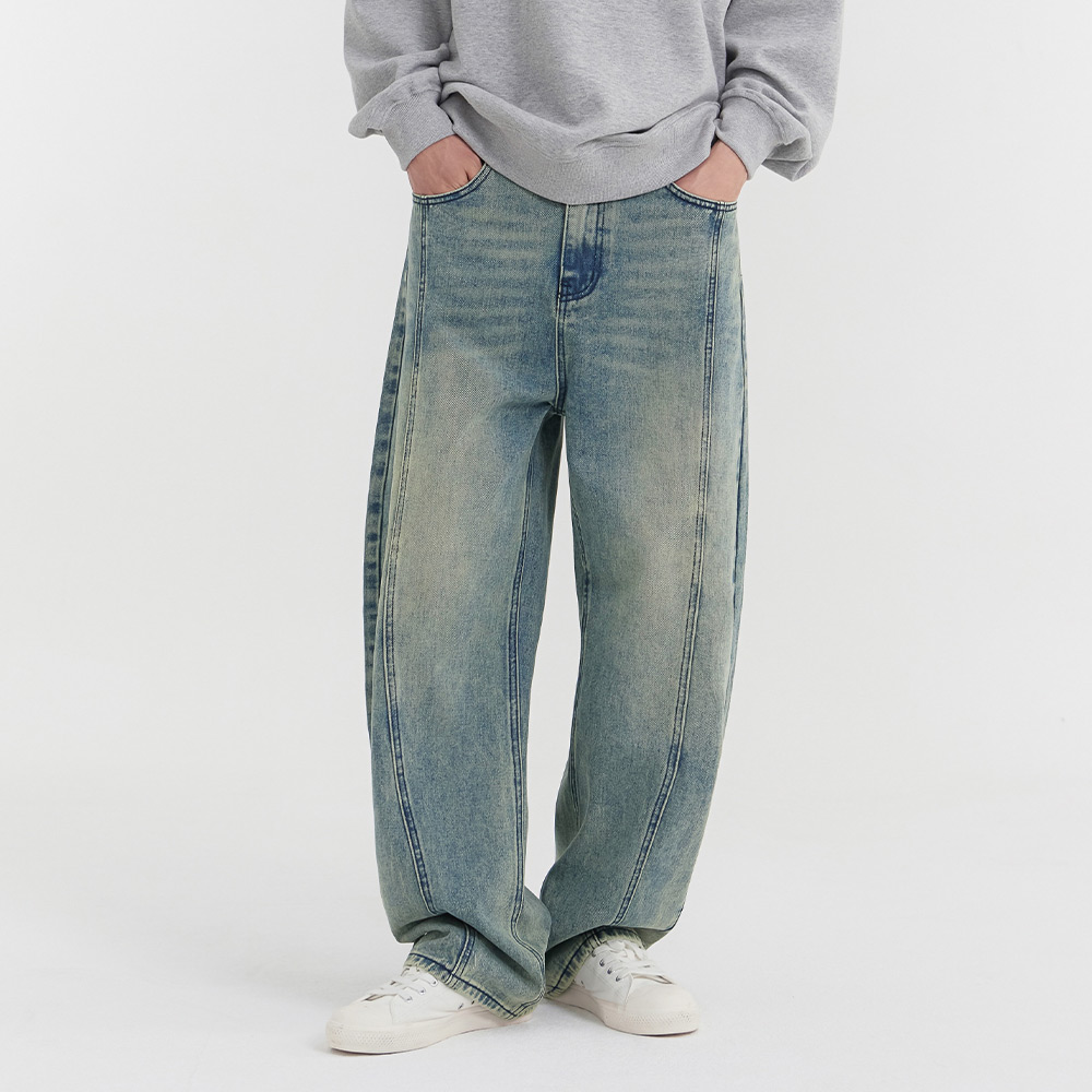 클로니아 유니크 앞 절개 벌룬 와이드핏 청바지 남여공용 (연청) EU7M76 43,800원