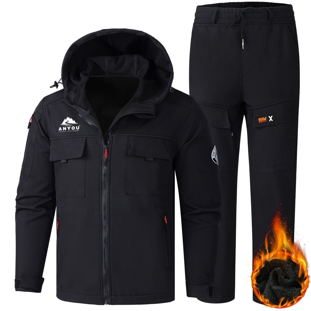 ANYOU 남자 겨울 방수 집업 기모 방한복 정비복 따듯한 아웃도어 작업복 트레이닝 상하의 세트 ZS2307 18,760원