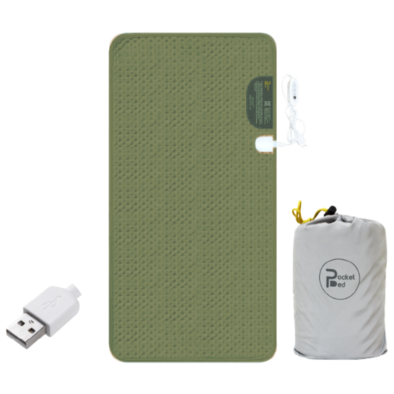 USB타입 차박 캠핑용 워셔블 포켓베드 온열매트 전기요 작은수납부피, USB1구 (37x80), 카키색, 현재가 68,800원