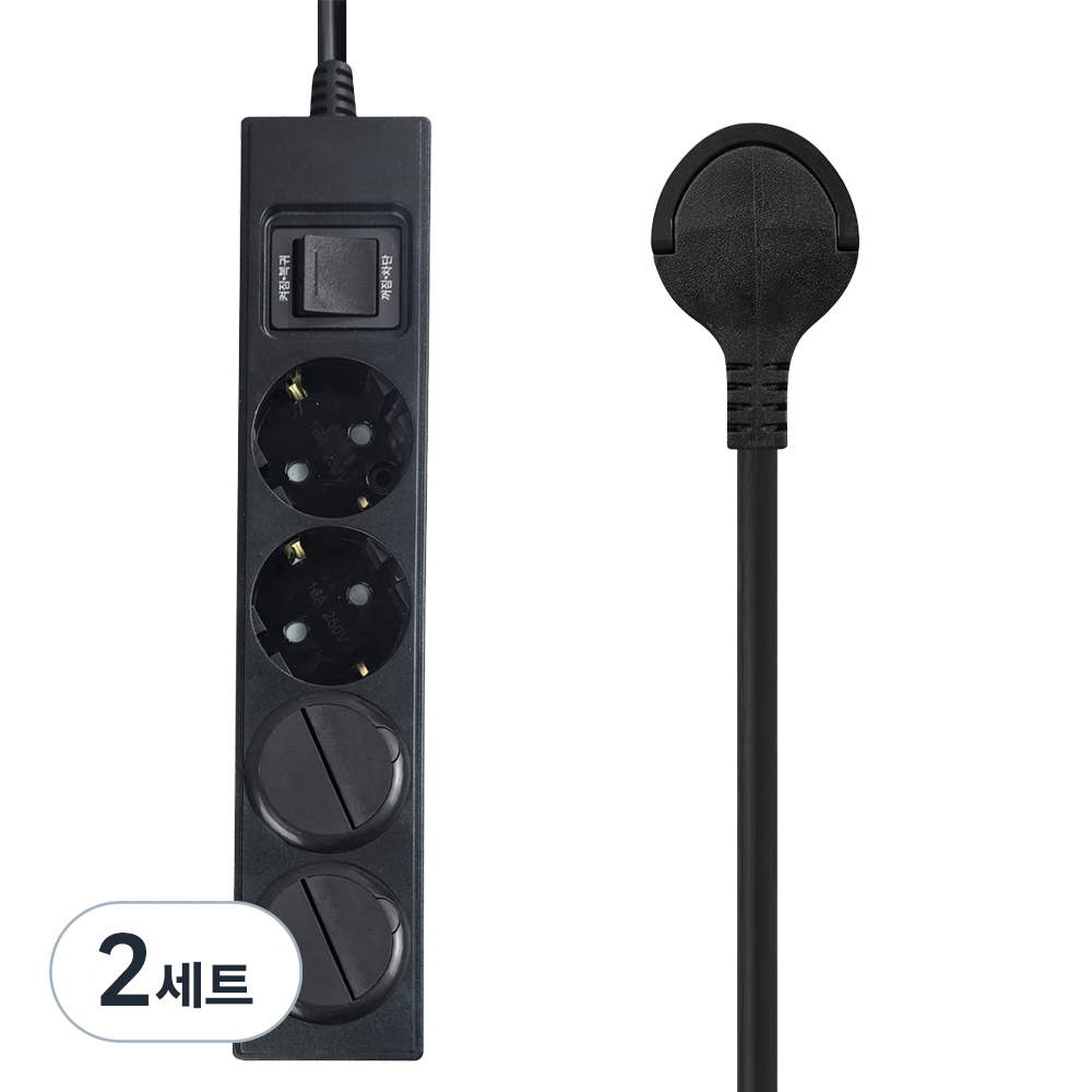 원스탑 국내산 제로갭 납작멀티탭 과부하차단 16A 통합 절전스위치 4구 + 안전커버 2p 세트 27,000원