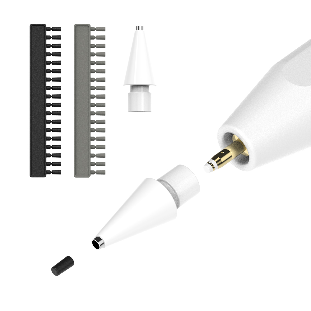 랩씨 애플펜슬 펜촉 교체형 무소음 종이질감 팁 프로 2세대 1세대 USB-C HB+2B 총36개입, 1세트, HB18입+2B18입 11,900원