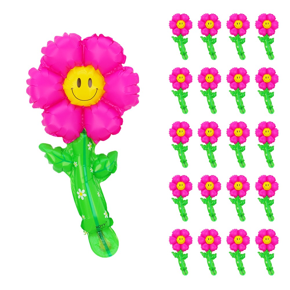 파티짱 스마일 데이지 꽃 송이 세트 20개입 스틱 막대 풍선, 1개, 푸치샤(20개입), 현재가 7,900원