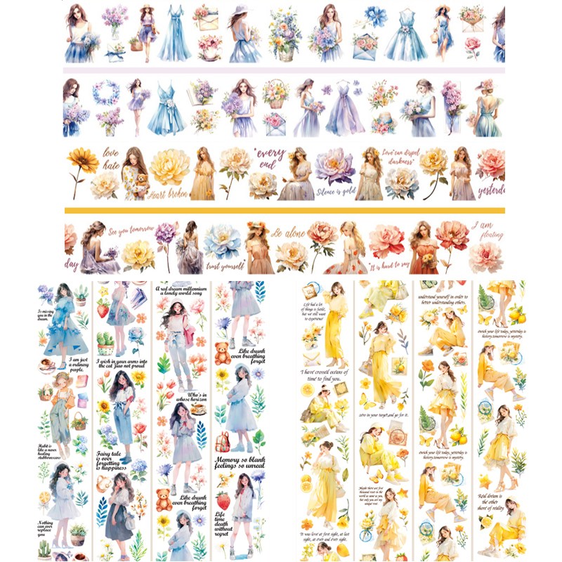 올리브파티 감성 빈티지 소녀 인물 방수 디자인 마테 롤 스티커 18,900원