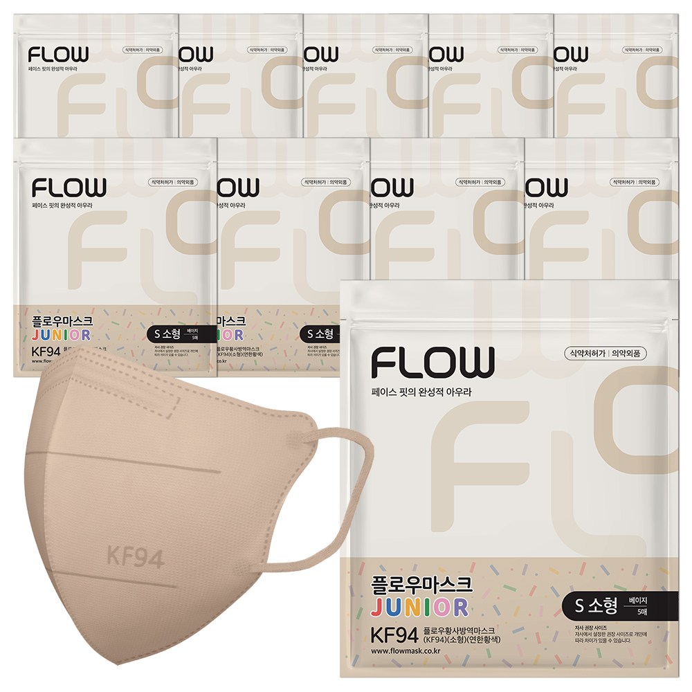 플로우마스크 KF94 마스크 귀안아픈 숨쉬기편한 새부리형 소형, 현재가 19,800원