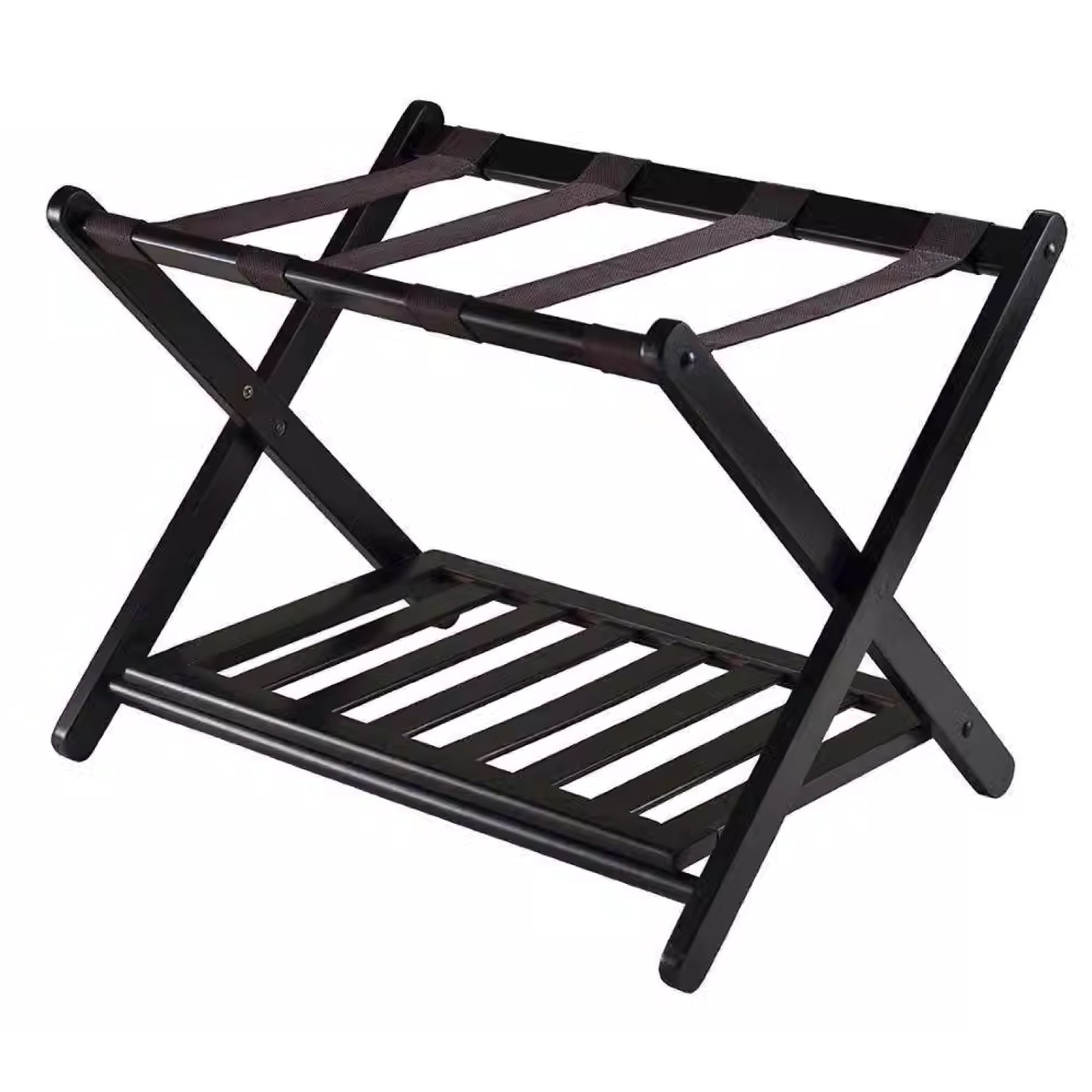 러기지 랙 접이식 우드 호텔 리조트 스테이 수하물 선반 물품 받침대 신발 정리대 수납대 캐리어랙, 1개, 블랙 벨트 4줄 68,200원