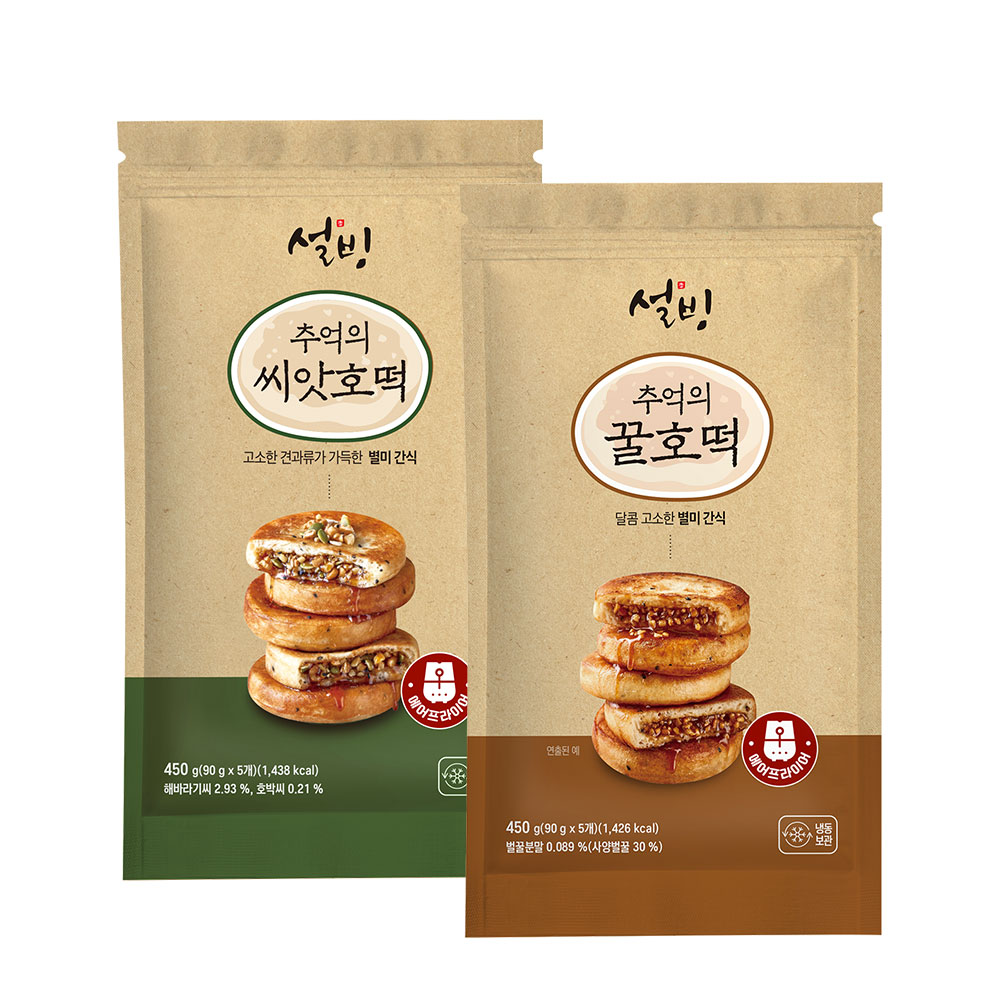 설빙 추억의 꿀호떡 5개입+씨앗호떡 5개입, 2개, 450g 18,850원