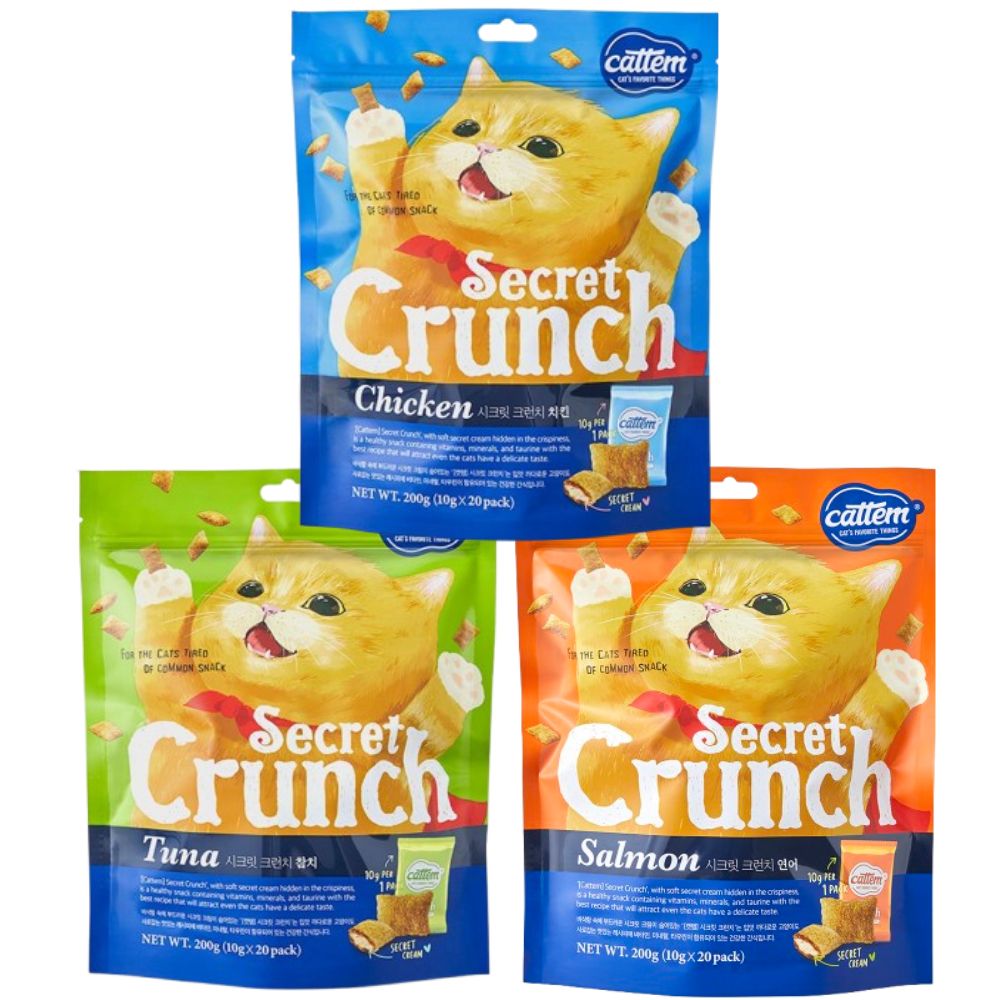 캣템 시크릿 크런치 고양이 이빨과자 200g 3종세트(3종1개씩) + 마이캣츄 2P 18,000원