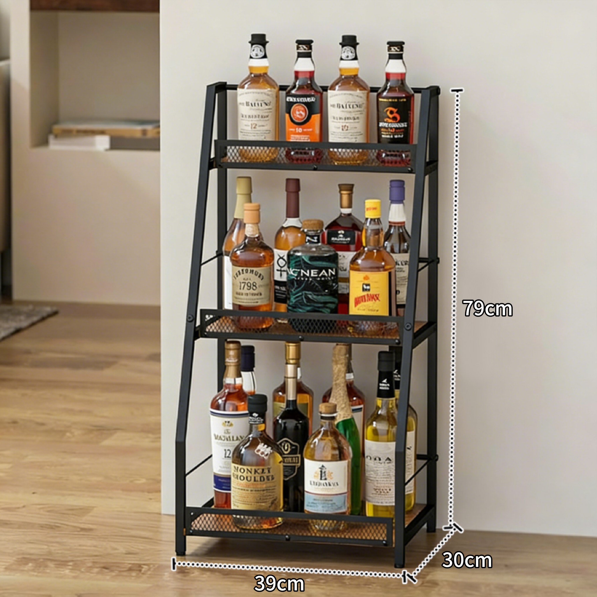 와인랙 3층 계단형 와인랙 사다리꼴 와인랙 주류 진열대 가정용 홈바용 다양한 술병 모양 초호환, 1개, 월넛색 69,000원