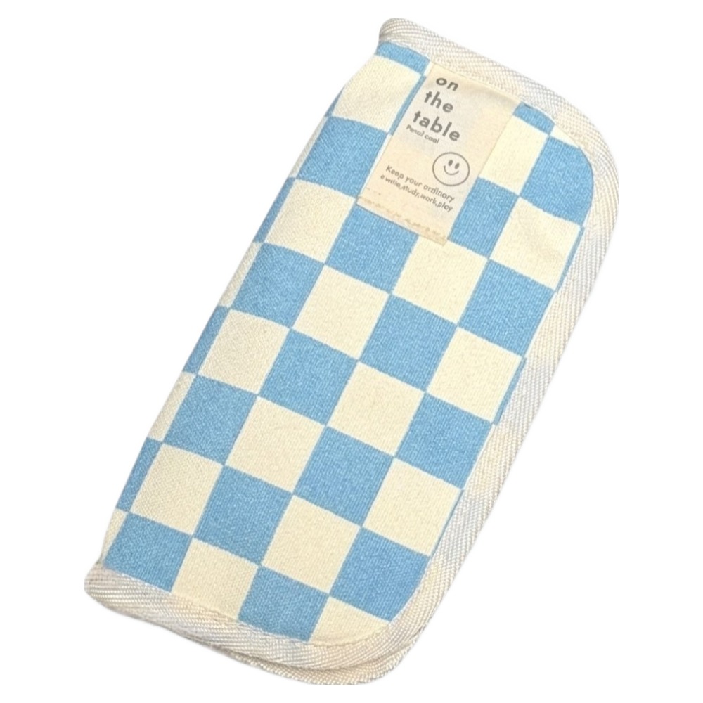 핸디랩 캔버스 체크무늬 대용량 필통, 블루, 1개 6,500원