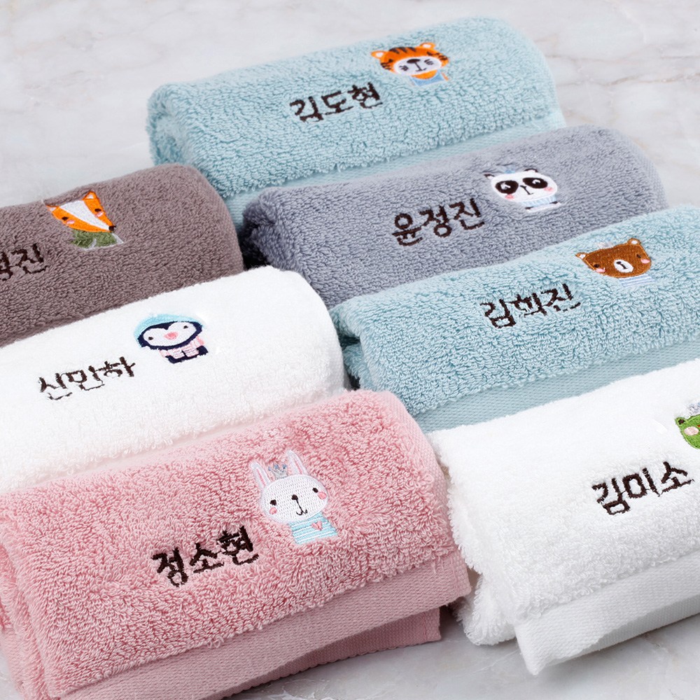 디자인아지트 어린이집수건 리틀포레스트 유치원 자수 고리수건, 송월_Blue, 1개 4,800원