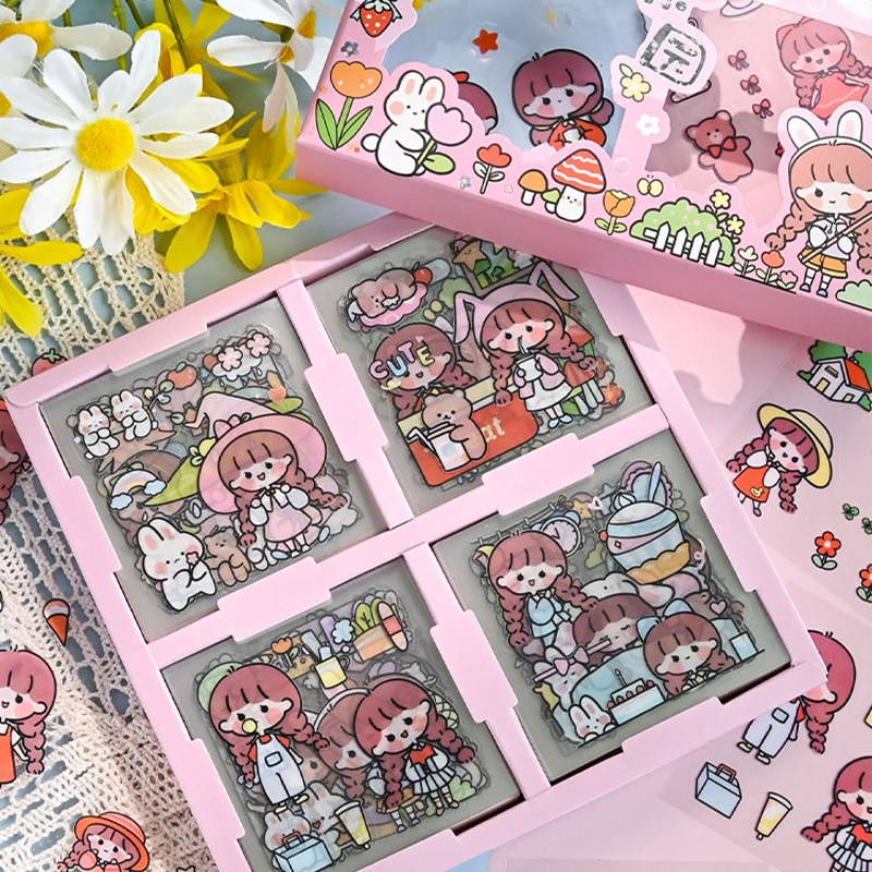 아인스토어 투명감성소녀 시즌2 100장세트 다꾸 DIY 스티커 투명 데코 씰 소품 꾸미기 9,900원