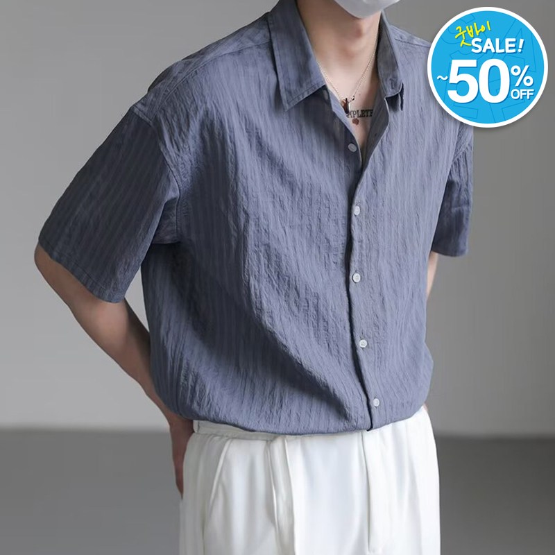 킹앤조이 로페스 쿨 얇은 자가드 반팔 셔츠 남방 32,800원