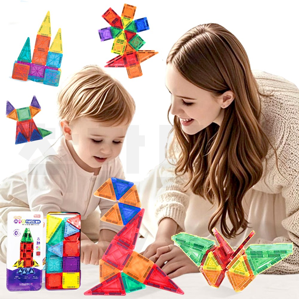 마그네틱 자석 블록  조립 타일 블럭 틴케이스포함 26PCS 12,700원