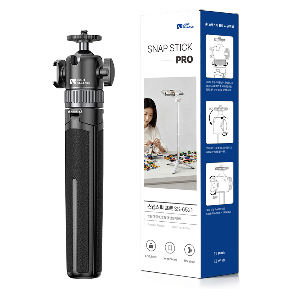 라이트밸런스 휴대용 브이로그 유튜브 거치대 촬영 휴대폰 카메라 미니 삼각대, 블랙, 1개, 스냅스틱 PRO SS-6521 31,800원