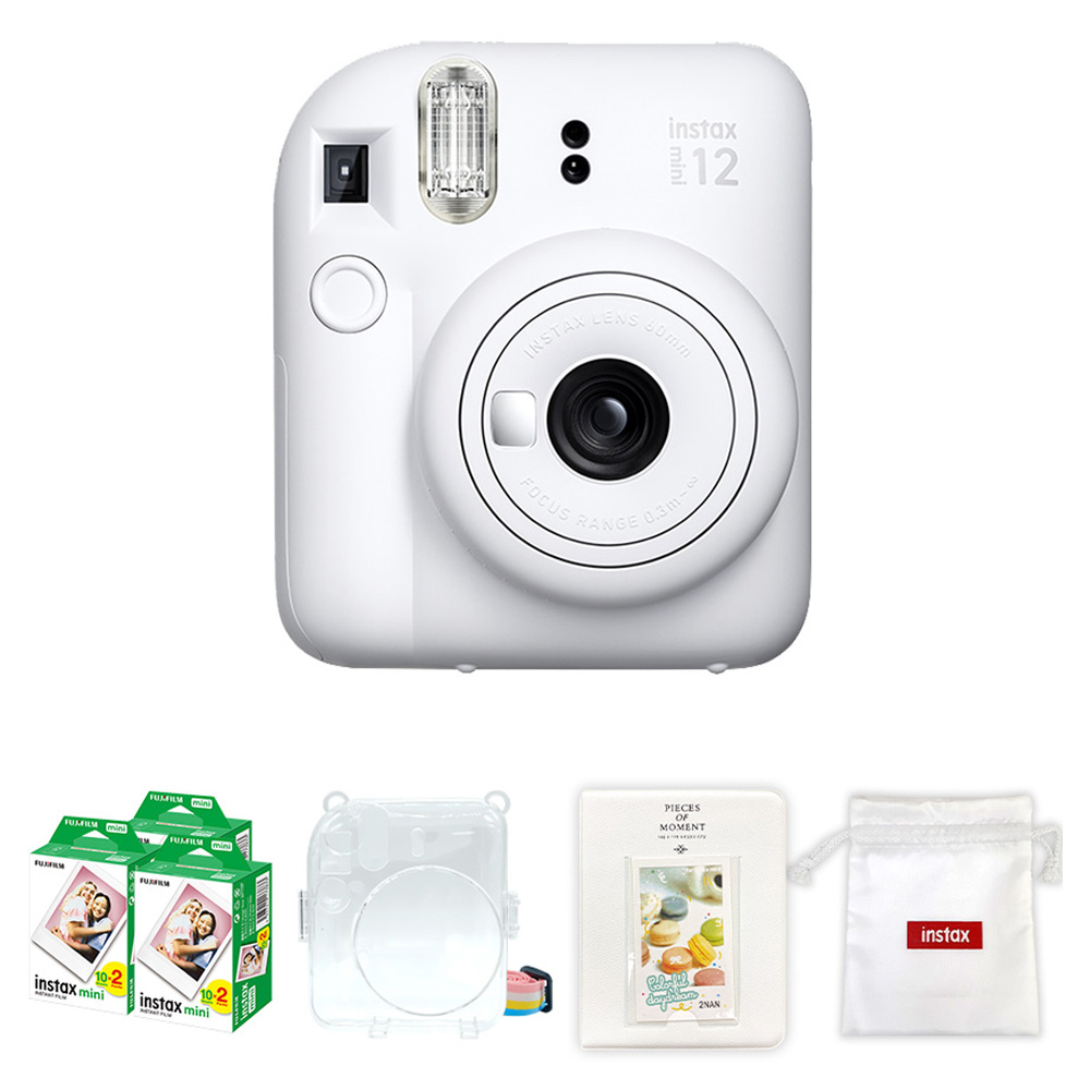인스탁스 미니12 즉석 카메라 클레이화이트 + 미니 필름 60p + 케이스 투명 + 마카롱 2단 앨범 랜덤발송 + 로고 파우치 랜덤발송 세트  instax mini 12 208,400원