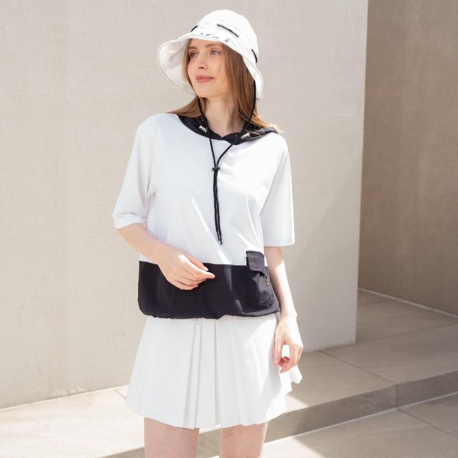 아델라이크 여성 여름 골프 티셔츠 5부소매 우븐배색 포켓포인트  여름 골프 티셔츠 동남아골프 냉감 티셔츠 파크골프 빅사이즈 골프웨어 당일발송 88사이즈 골프옷 매쉬 기능성 68,000원