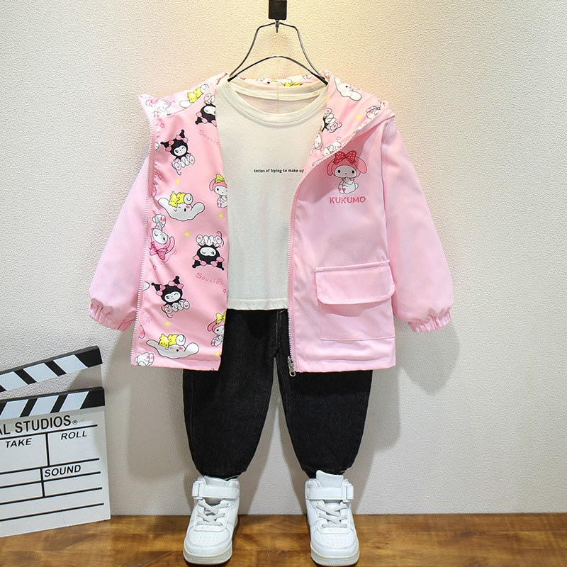 GOYES 산리오 어린이 드렌치코트 바람막이 양면 도안 점퍼 코트 25,550원