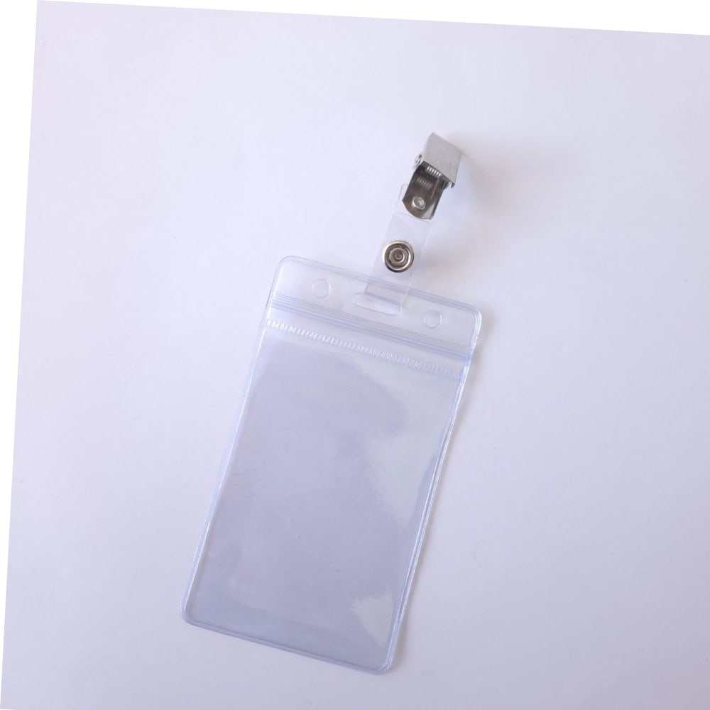 투명 명찰 케이스 지퍼형 PVC 집게 명찰집 세로 세트 470원