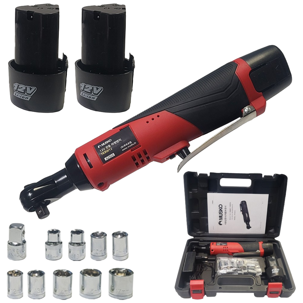 머스코 12V 전동 라쳇렌치 세트 FKRW12D /배터리2개 육각소켓 9종 97,500원