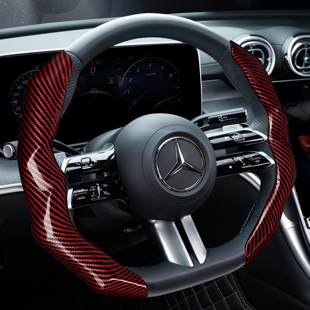 이엠비 자동차 탄소섬유 카본 핸들커버 전차종 공용, 와인레드 16,690원