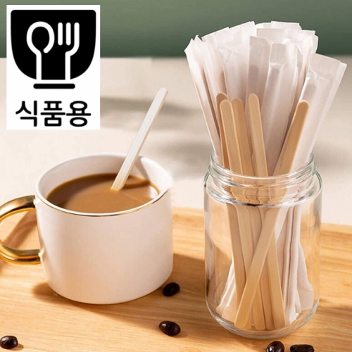 100개 0.6cmx14cm 커피스틱 우드 팝시클 나무막대 티스푼 머들러 하드바 8,000원