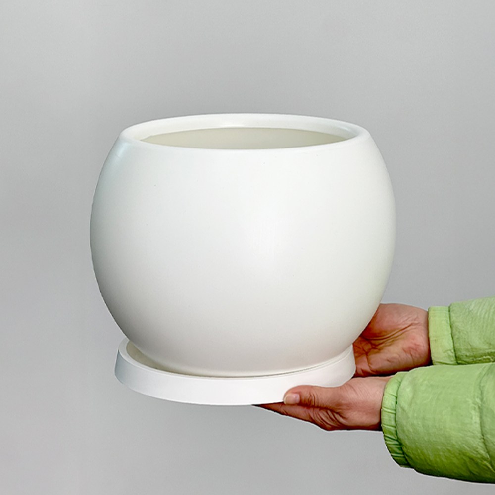 식물연구소 플라스틱 인테리어 달항아리 28 화분 화이트 1세트 11,900원