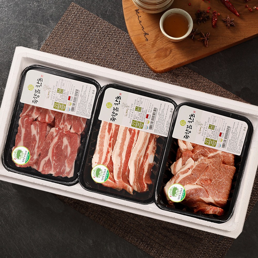 [미소드림] 보성녹돈 죽향본구이세트 11호 (삼겹살 300g+목살 300g+가브리살 300g), 300g, 3개 41,000원