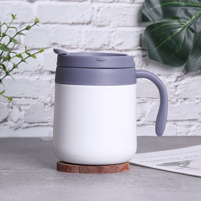 보온보냉 볼륨 스텐머그 텀블러 350ml/뚜껑있는 손잡이 텀블러 이중진공 캠핑컵 커피잔, 화이트, 350ml, 1개 9,000원