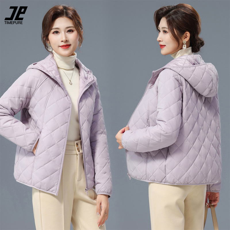 TIMEPURE 여성용 경량 숏패딩 봄 가을 겨울 시즌 착용 가능한 보온성 좋은 후드 아우터 루즈핏 캐주얼 데일리룩 편안한 여자 패딩 자켓 25,780원