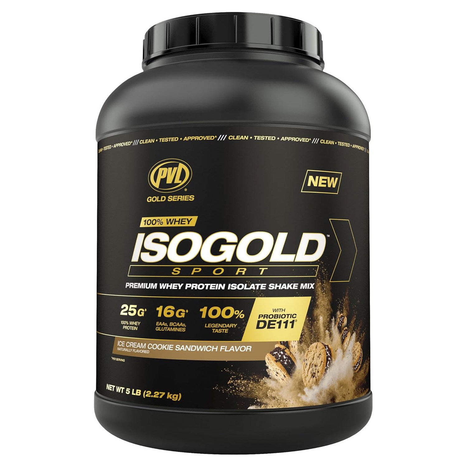 PVL ISOGOLD 스포츠 프리미엄 웨이 프로틴 아이솔레이트 셰이크 믹스 아이스 크림 쿠키 샌드위치 맛, 2.27kg, 1개 132,890원