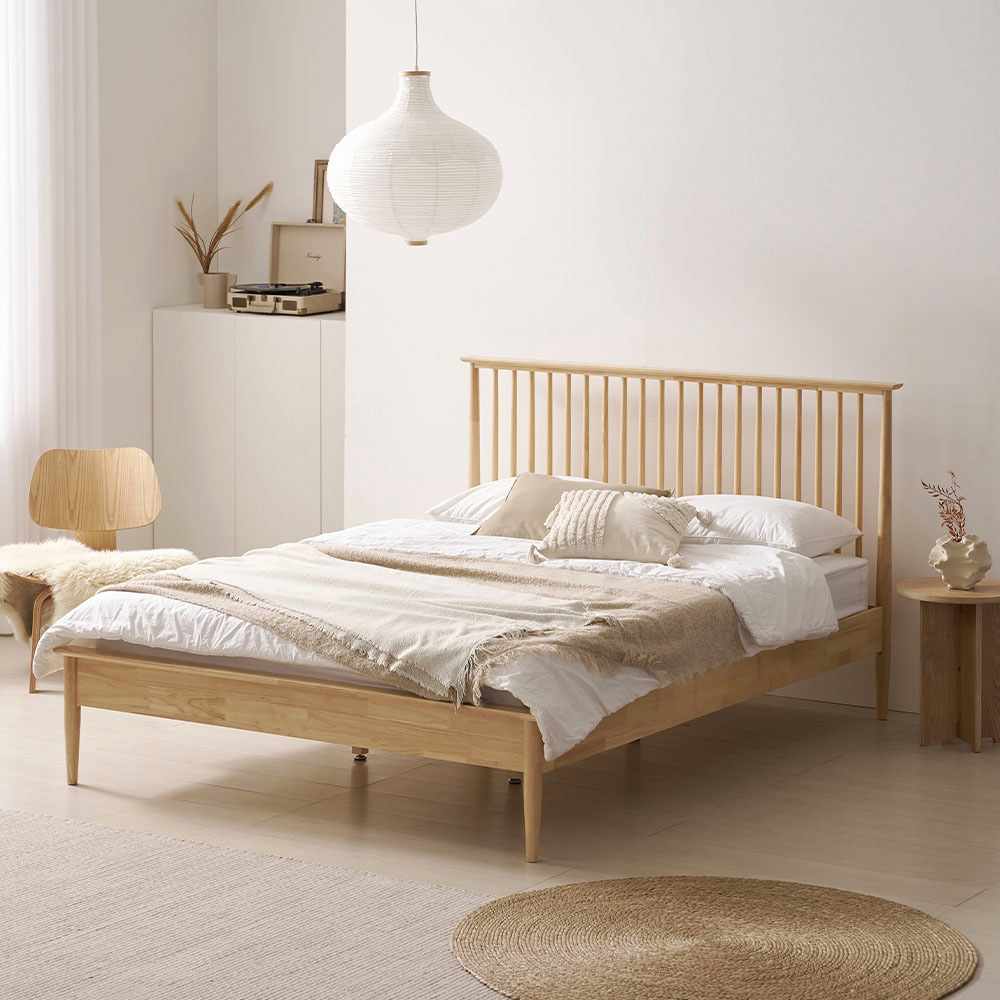 우아미가구 쿠안 원목 침대 프레임 단품 방문설치, 내추럴 331,000원