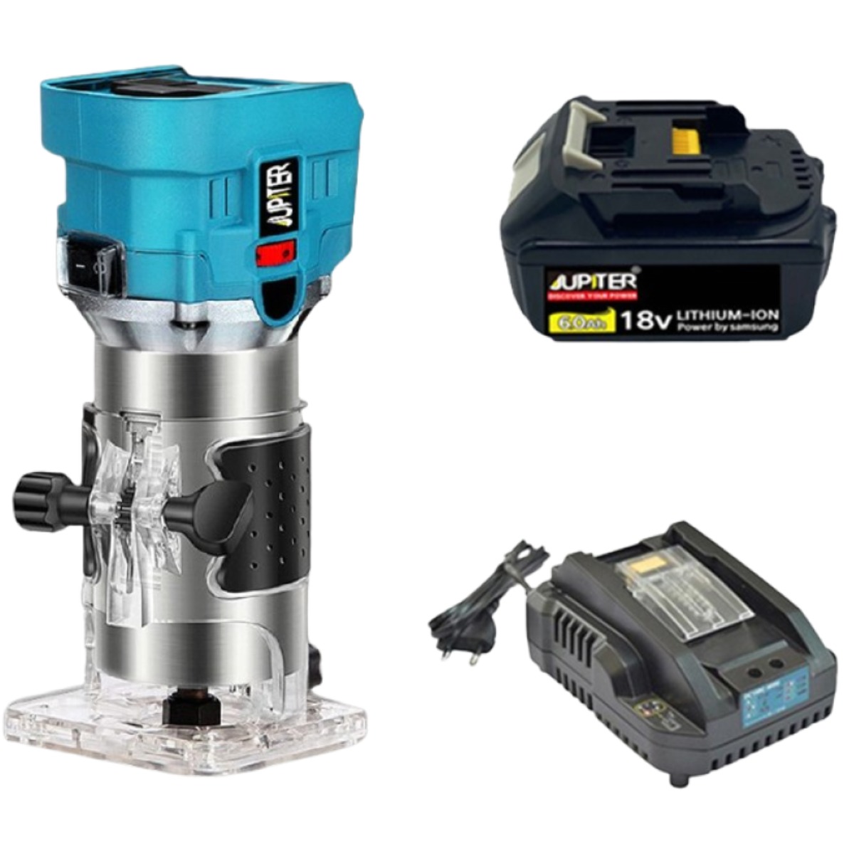 주피터 충전 트리머+주피터6.0 배터리+미니 충전기 세트 마끼다 목공 조각 라운딩 파내기 DIY 목재 공방, 1개 209,000원