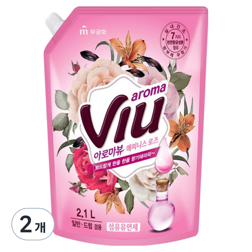 아로마뷰 해피니스 로즈 섬유유연제 리필형, 2.1L, 2개 5,620원