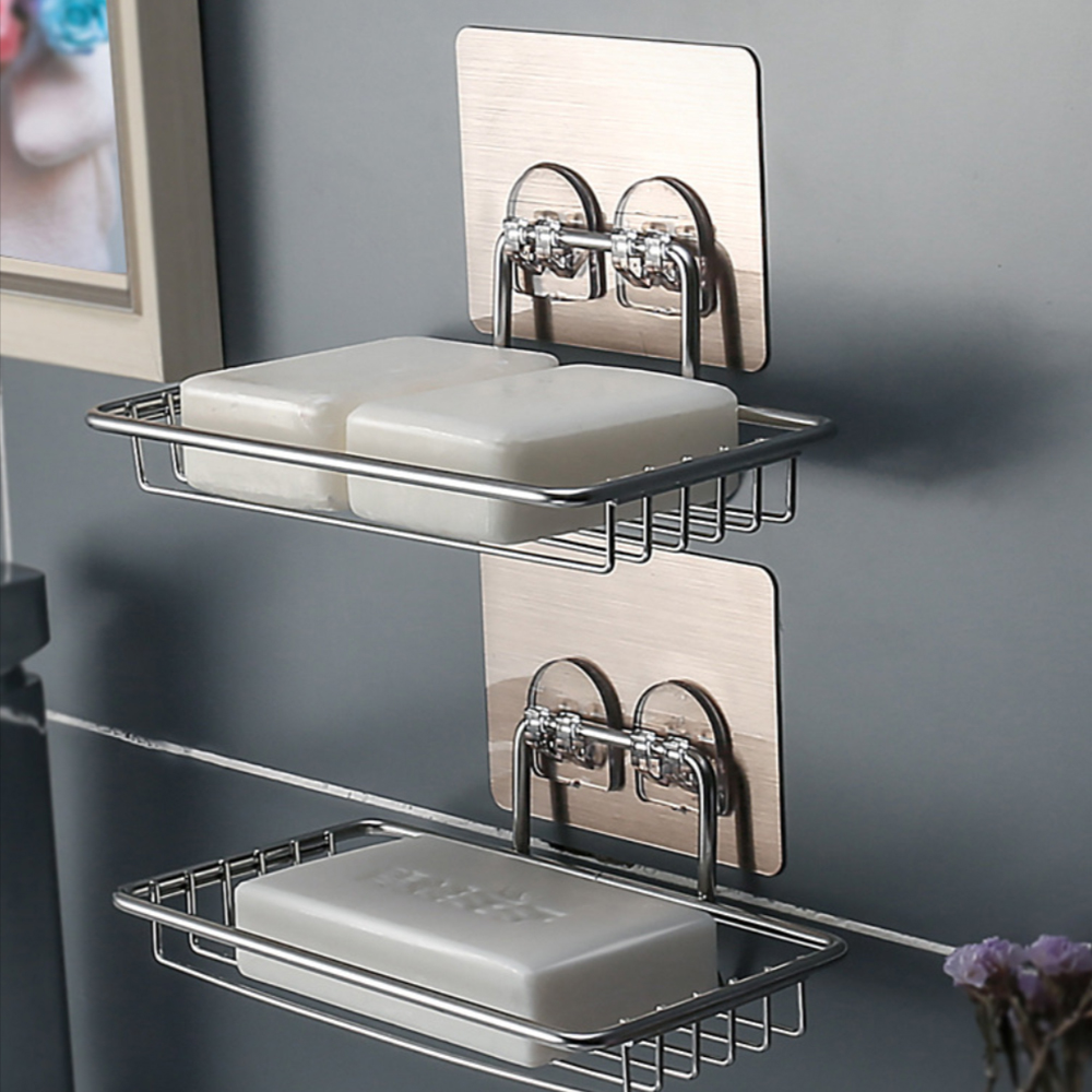 쉐리엘 욕실 스테인레스 무타공 비누거치대 직사각, 직사각, 2개 4,900원