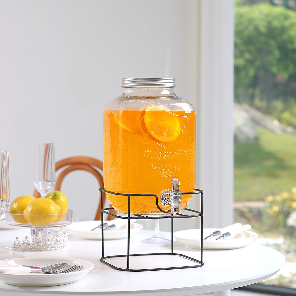 크린리빙 와이어 주스 음료 워터 디스펜서 카페 유리 글라스 물병 5L 17,900원