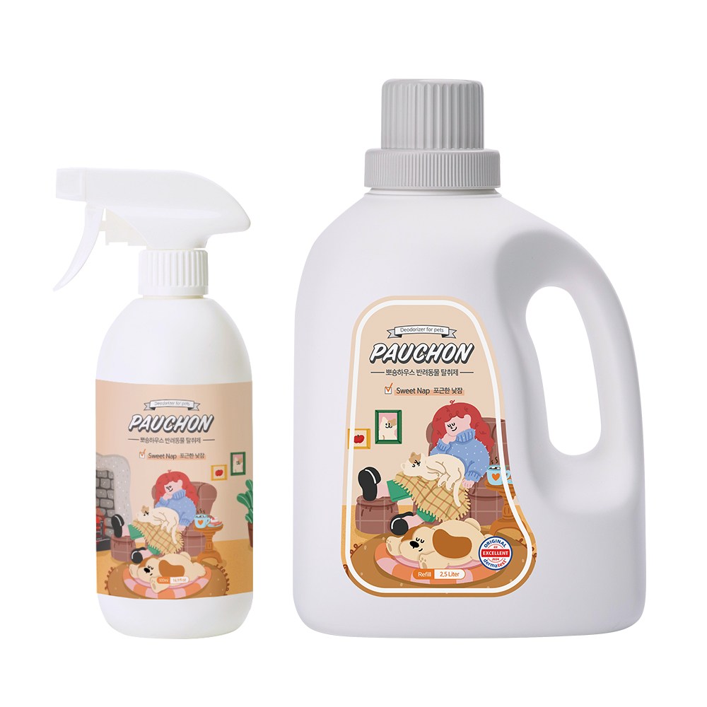 뽀숑하우스 강아지 고양이 탈취제 2.5L+500ml 세트 4가지향 무살균제 강력탈취 반려동물  오줌냄새제거 17,800원