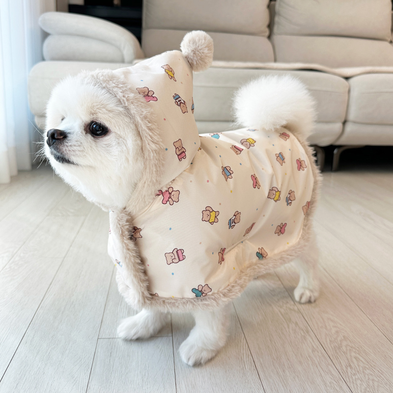 헬로우댕 애완용 방수 패딩 망토, 1개, 곰돌이 28,000원