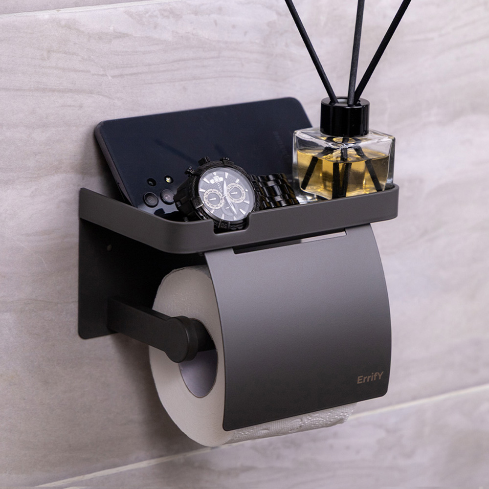 ErrifY 무타공 접착식 선반형 휴지걸이, 1개, 블랙싱글커버형 17,600원