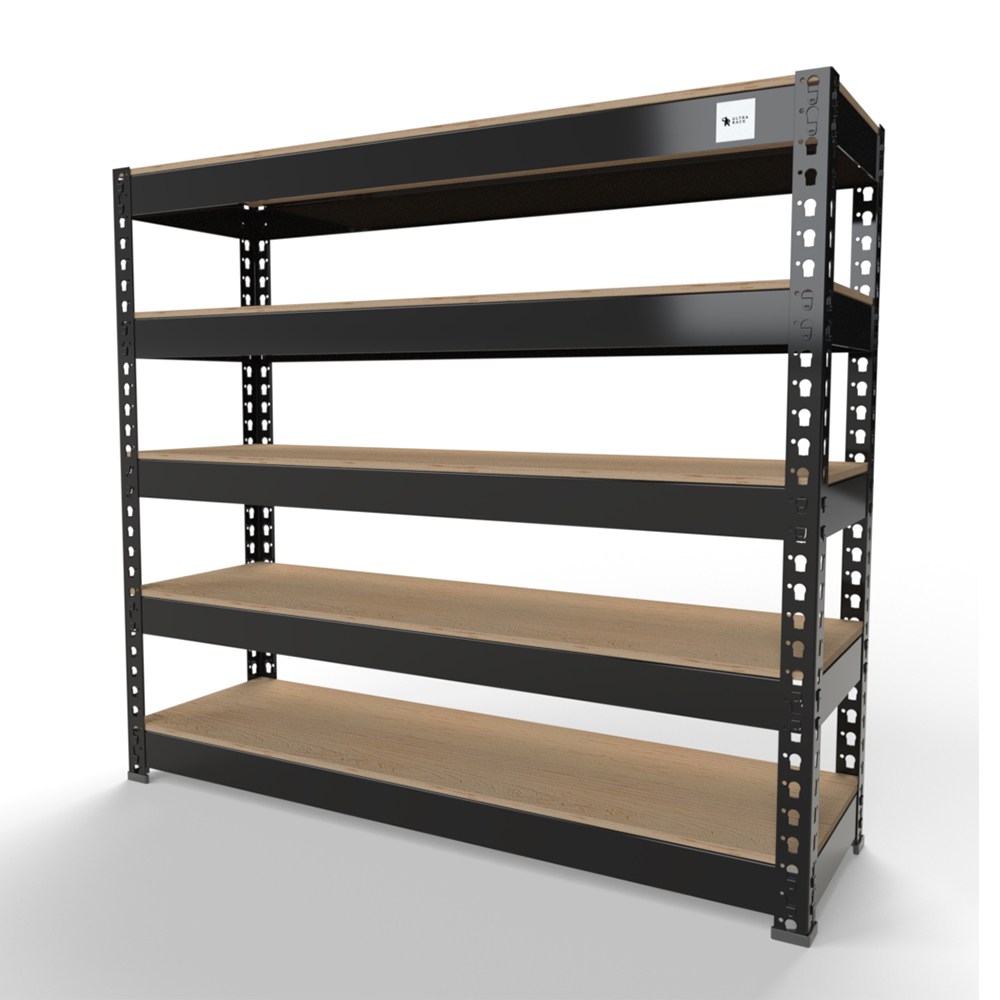 울트라랙 5단 블랙 일체형 기둥 철제선반 무볼트 조립식 앵글 선반 베란다 펜트리 선반장 가정용 창고용 수납 및 다용도, 1개, 블랙 77,630원