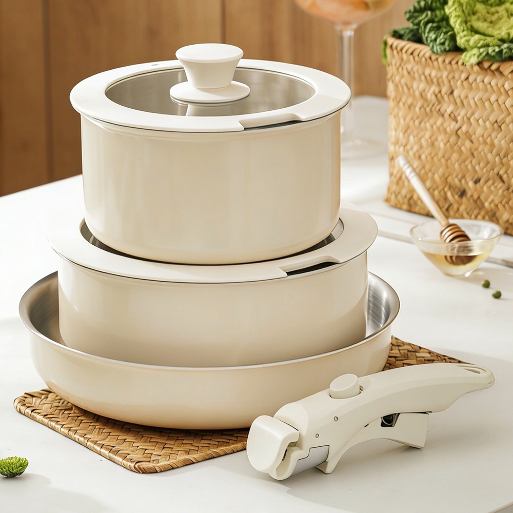 CookNest 인덕션 304 스텐 통3중 멀티핸들 냄비세트, 1세트, 3종 냄비, 아이보리 64,800원