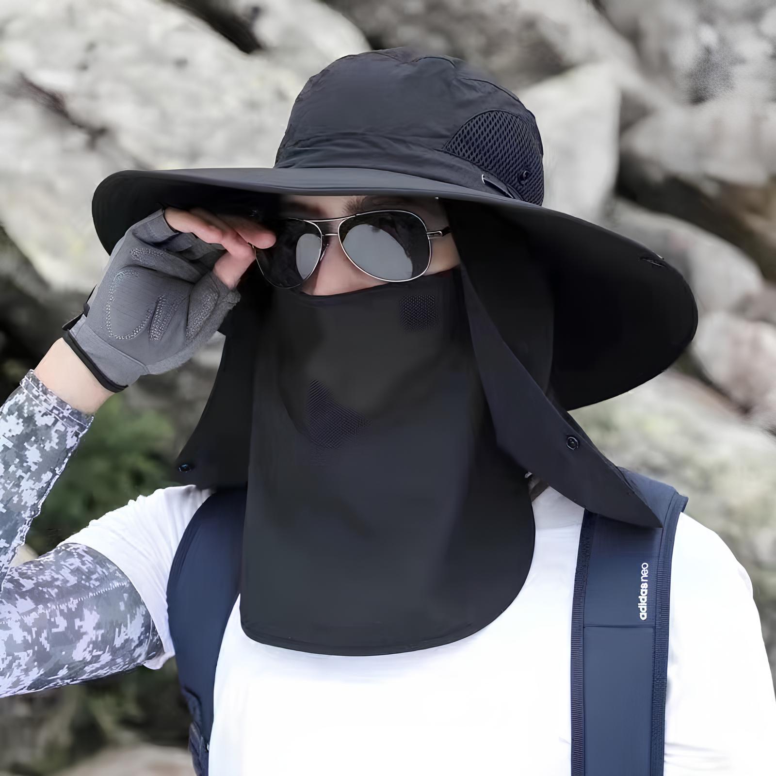 에버스타 챙 넓은 탈 부착 풀 커버 버킷햇 빅사이즈 사파리 모자 등산 낚시 남녀공용, 블랙 16,000원