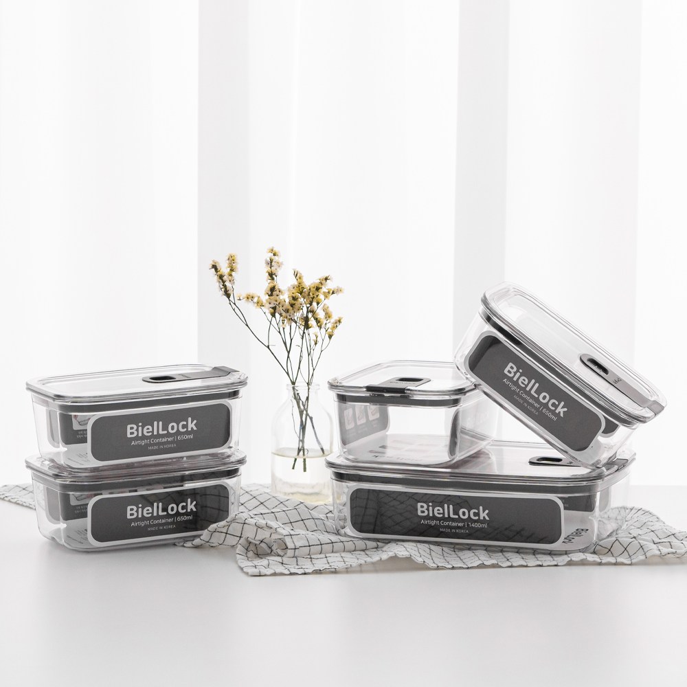 비엘락 올투명 원터치 에코젠 밀폐용기 블랙 2종 세트, 1세트, 2종 10P 블랙 59,000원