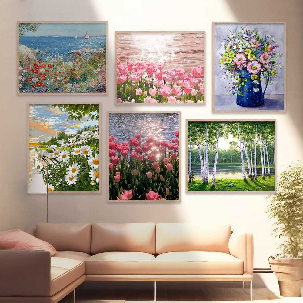 봄꽃 풍경 DIY 그림그리기 10종 유화 피포페인팅 백드롭 유화세트 홈인테리어 액자 14,900원