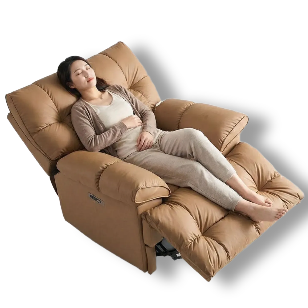 온케이브 전동 1인용 리클라이너 쇼파 안마 마사지 안락 의자 체어, 라이트브라운 가죽 579,000원