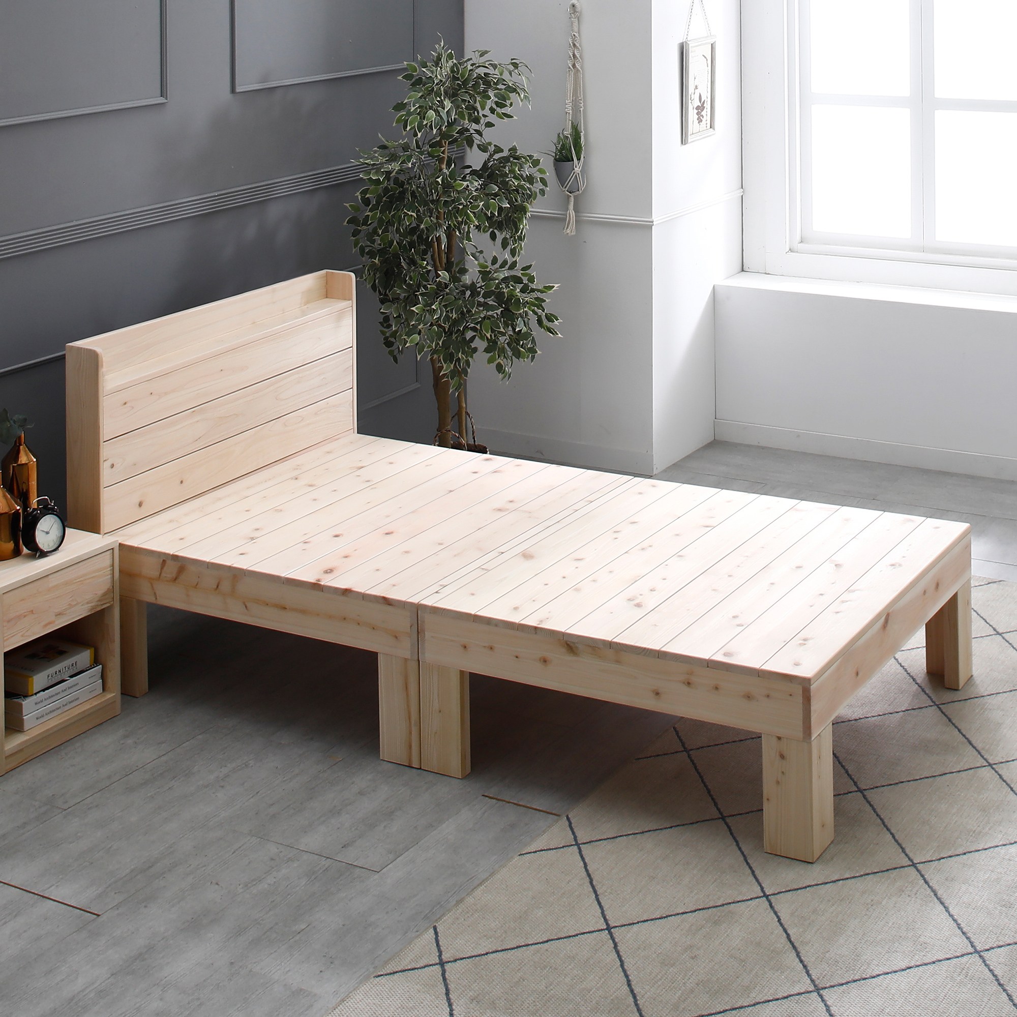 [편백마리] 편백나무 통원목 평상형 침대 P-BE-103 339,000원