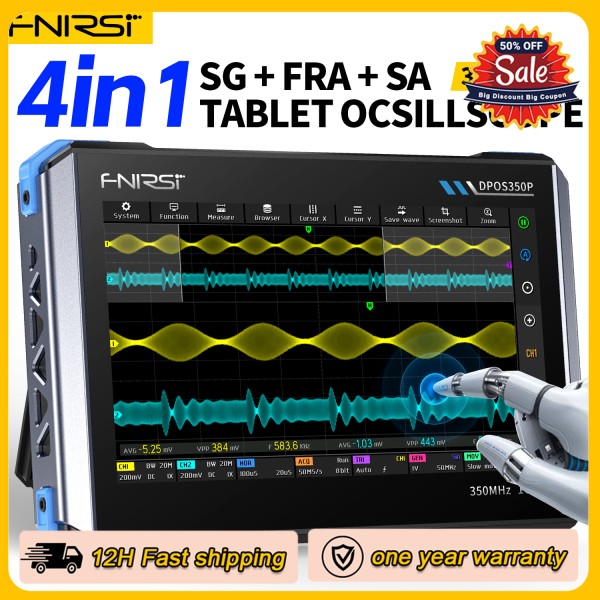 FNIRSI DPOS350P 4in1 태블릿 오실로스코프 2 채널 350MHz 신호 발생기 50MHz, 스펙트럼 분석기, 주파수 응 447,900원
