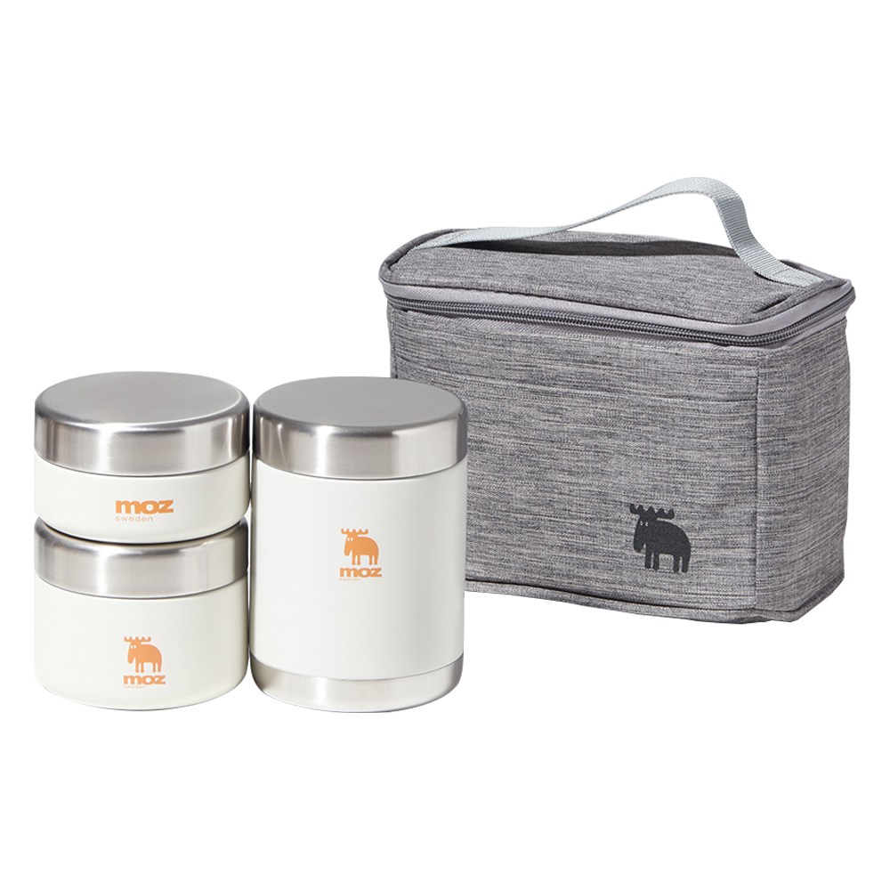 MOZ 스웨덴 포스코 316 올스텐 보온도시락 3종 도시락가방 수저 세트, 크림아이보리, 1세트 70,000원